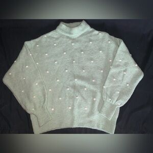 ASOS Maternity Mint Green Pom-Pom Mock Neck Sweater